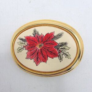 Vintage Signed‎ Barlow Brooch Poinsettia Plant Holiday Winter Christmas Pin